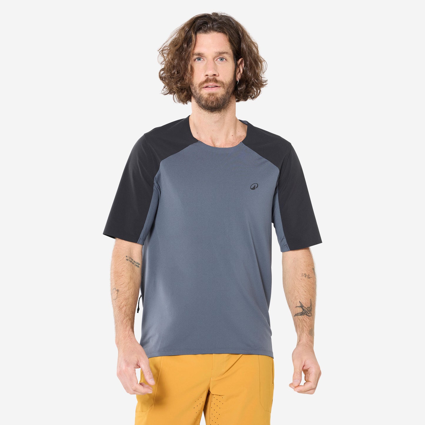 Men's short-sleeve cargo cycling jersey - Grey / Black