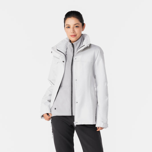 Women's 3-in-1 warm hiking jacket 0°C, NH100 - Grey