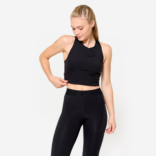 Women's Body-Hugging Fitness Cropped Tank Top - Black