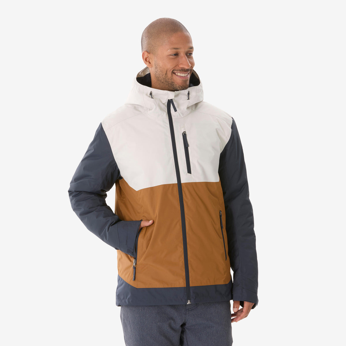 WARM JACKET NH500 M BEIGE BROWN