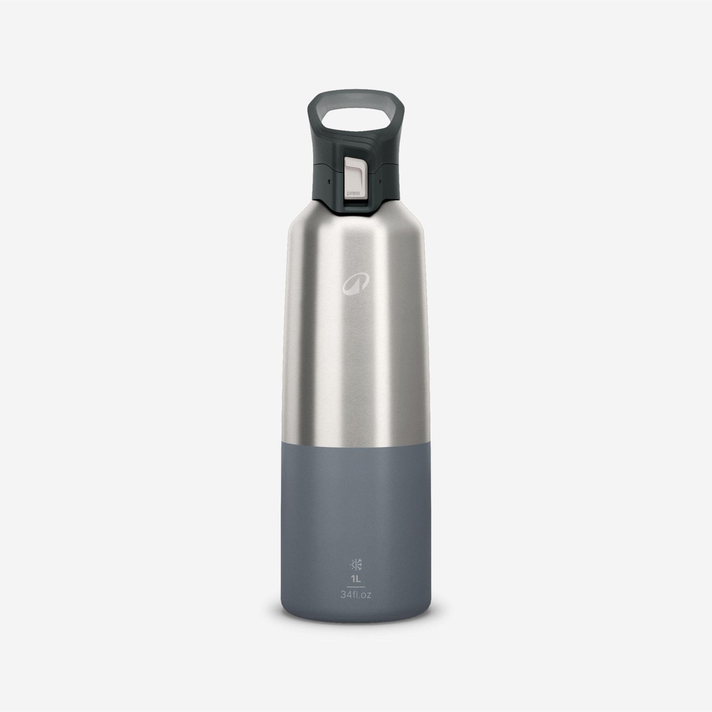 1L insulated stainless steel flask 900 with quick-release cap for hiking - Grey