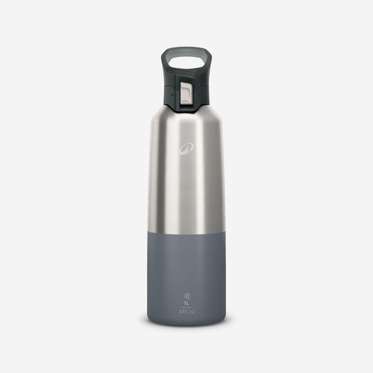 1L insulated stainless steel flask 900 with quick-release cap for hiking - Grey