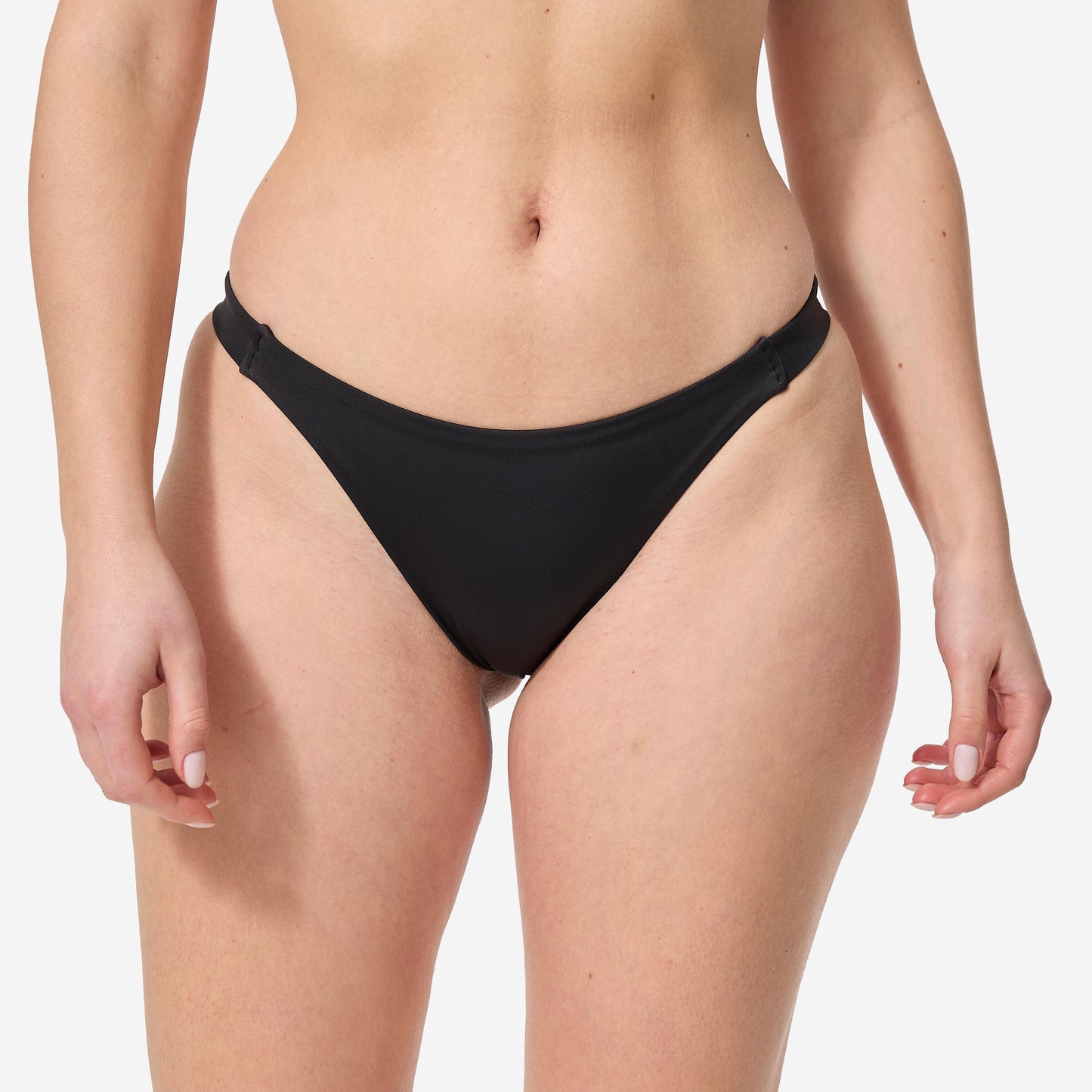 Black ALY swimsuit bottoms with elasticated thin edges