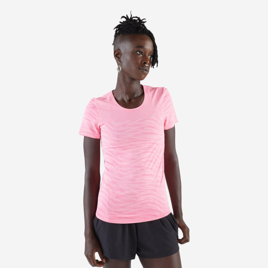 Women's Running & Trail Seamless T-Shirt KIPRUN Run 500 Comfort-pink