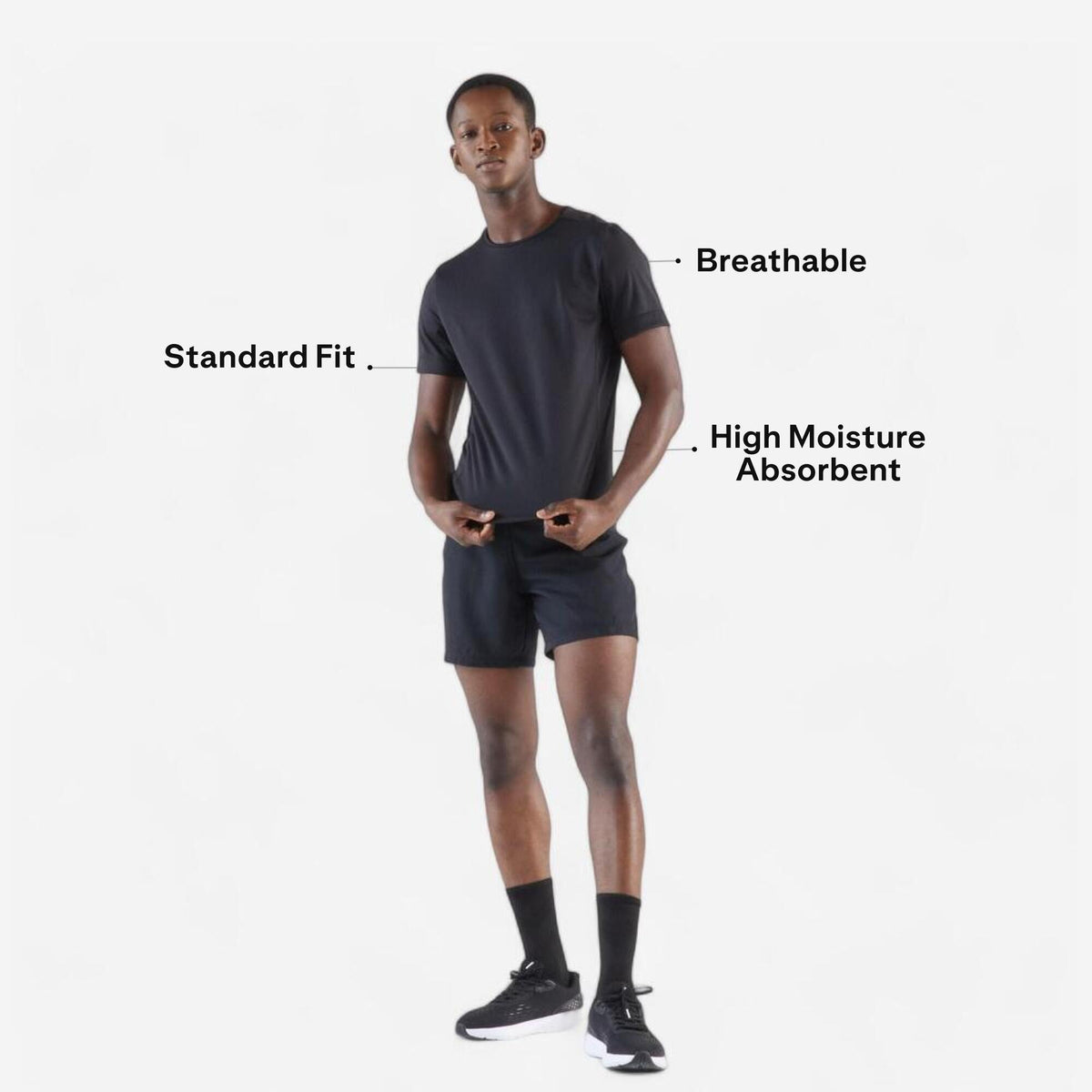 TSHIRT RUN DRY M BLACK
