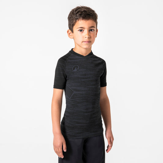 Kids' Short-Sleeved Thermal Base Layer Top Keepdry 500 - Black