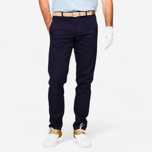 Men's golf cotton chino trousers, MW500 navy blue