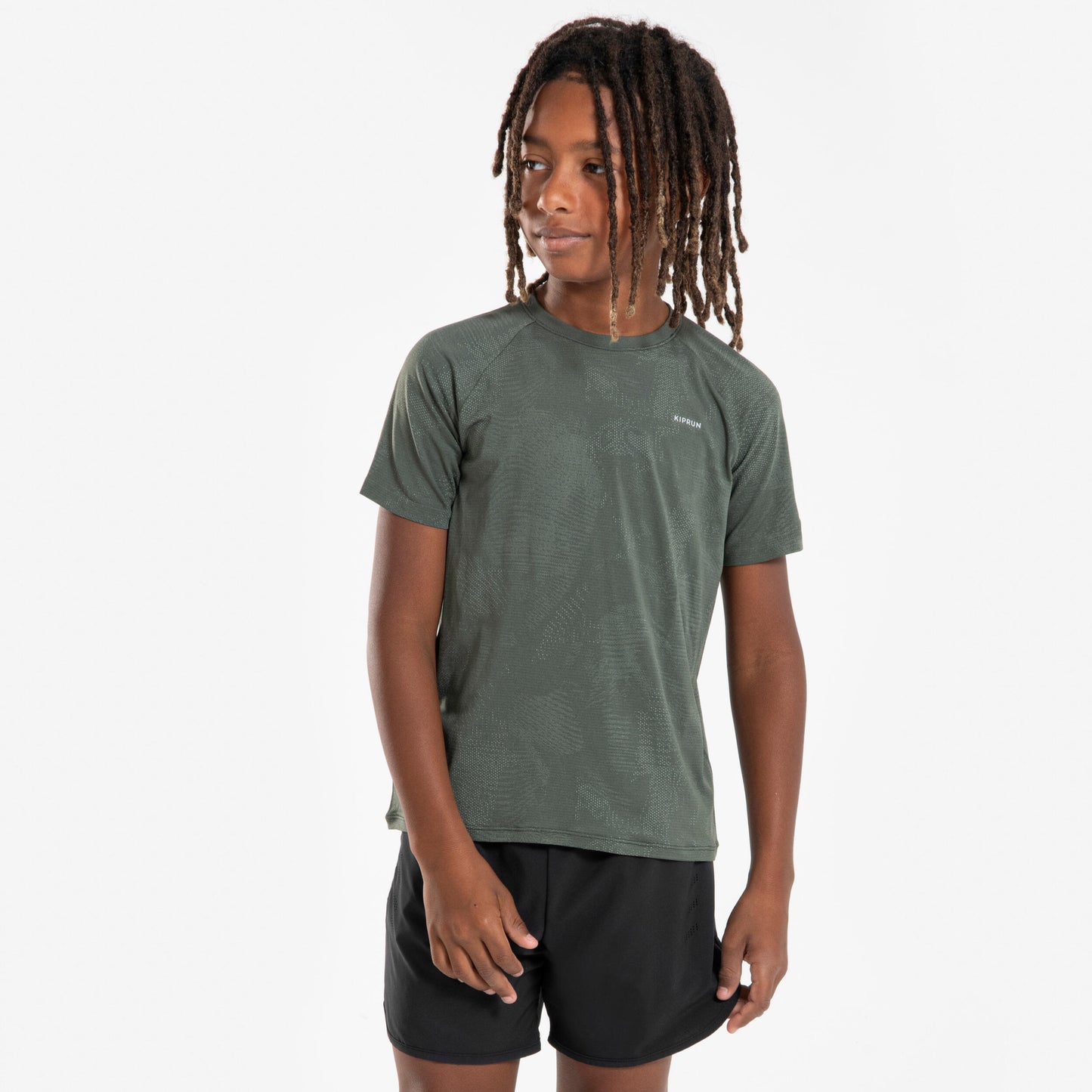 Kids KIPRUN TS LIGHT 900 seamless running T-shirt - khaki