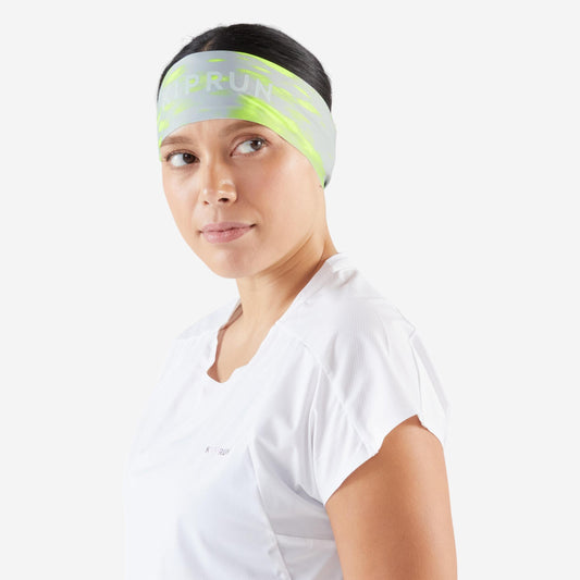 Men's Women's KIPRUN V2 running headband - grey green graphics