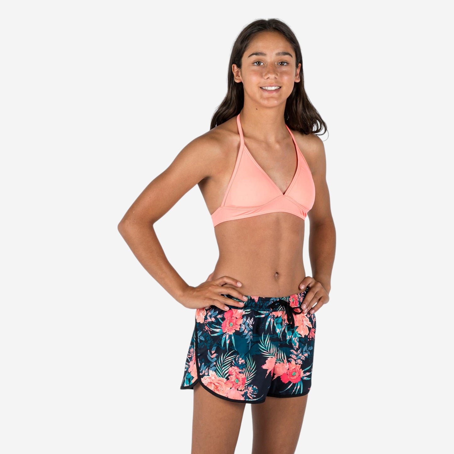 girls' surf swim shorts - shiso black