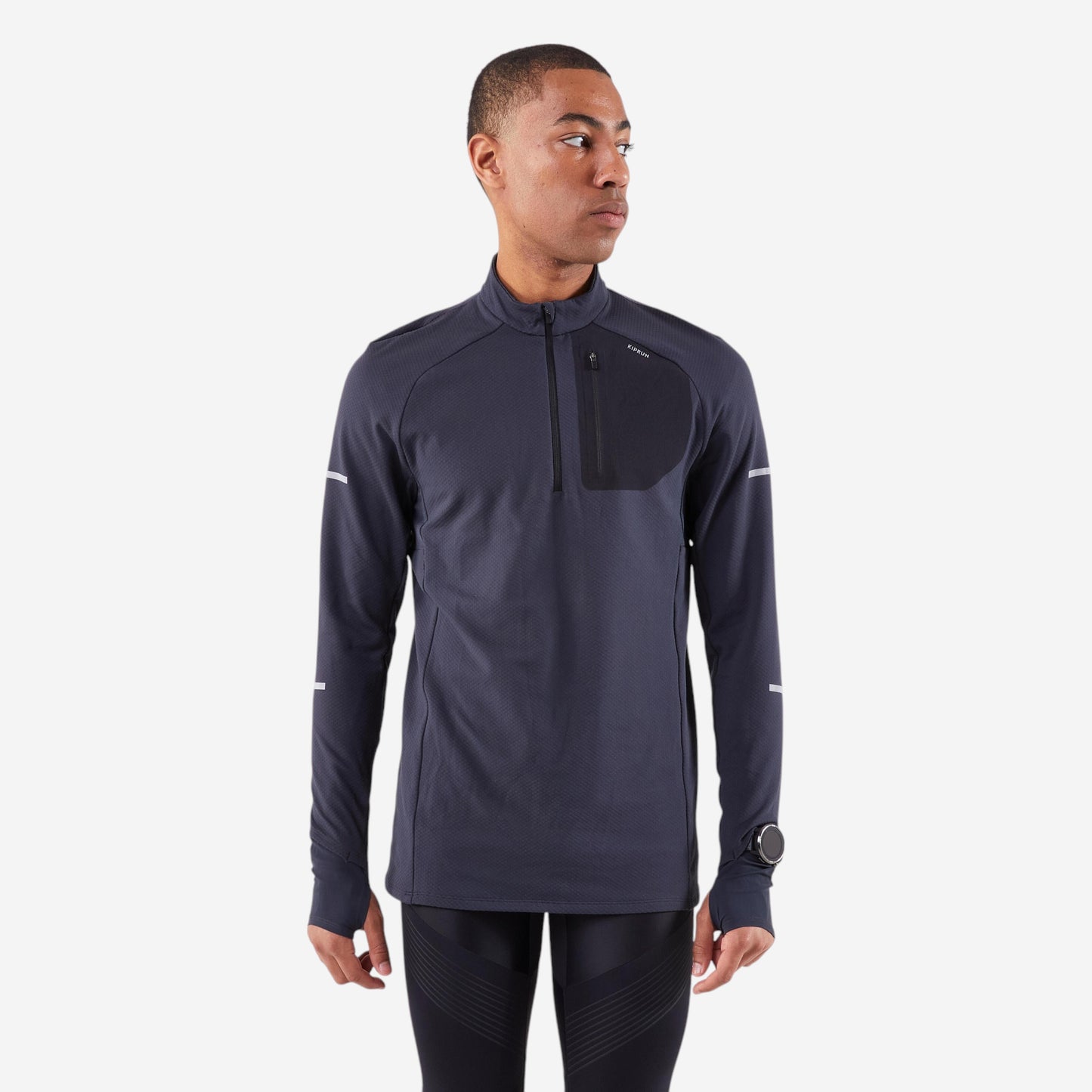 Men's KIPRUN Run 900 Long-sleeved Zip Warm Running T-Shirt - Black