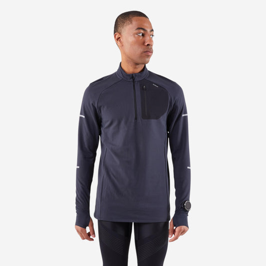 Men's KIPRUN Run 900 Long-sleeved Zip Warm Running T-Shirt - Black