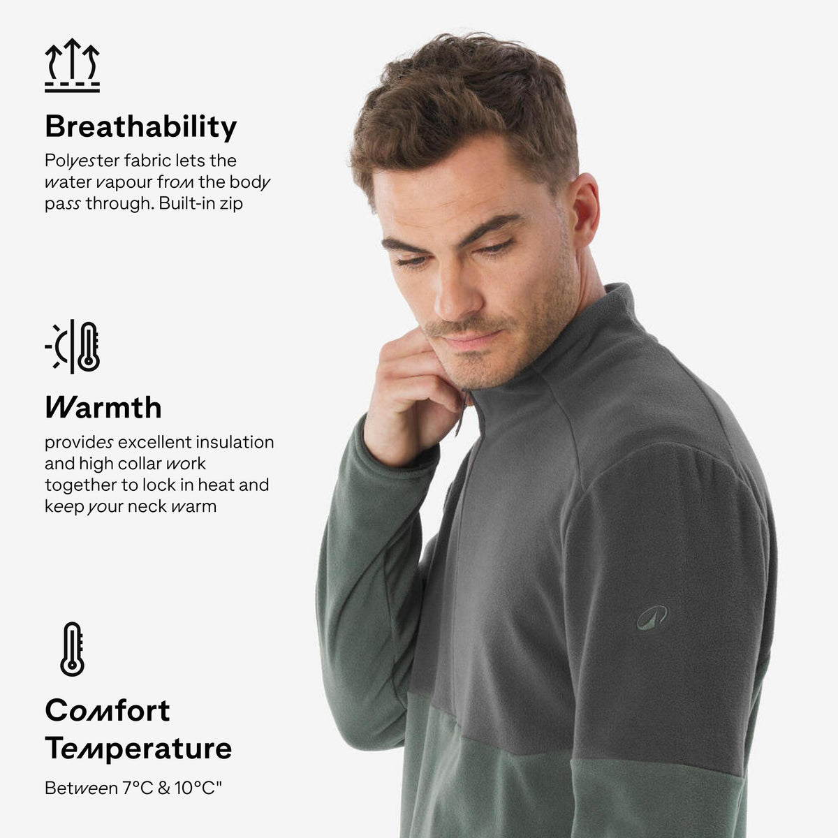 FLEECE MH500 1/2 ZIP KAKI M