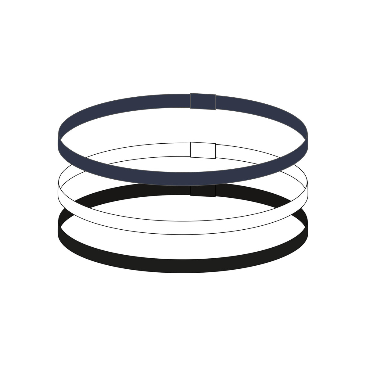 ELASTIC BAND X3 BLACK WHITE NAVY
