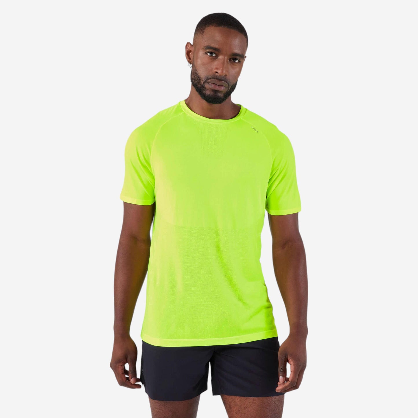 Men's seamless running t-shirt - kiprun run 500 comfort acid green