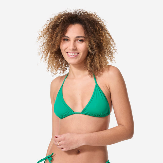 WOMEN'S PLAIN SLIDING TRIANGLE BIKINI SWIMSUIT TOP MAE GREEN