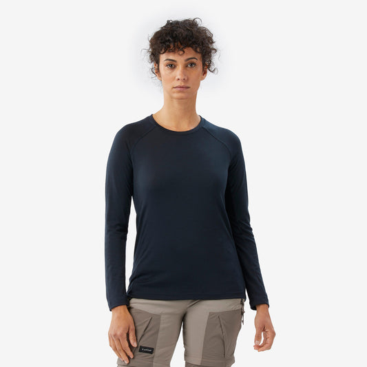 Women's Merino Wool Long-Sleeved T-Shirt, Merino Resist - Blue