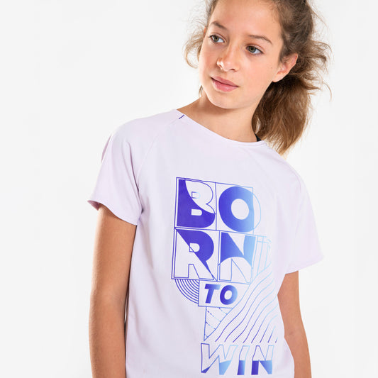 Girl's KIPRUN DRY+ 500 breathable running T-shirt - pastel lilac
