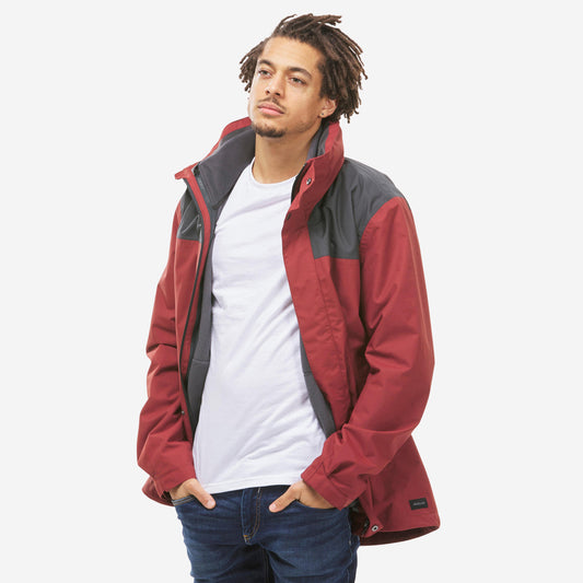 Men's 3in1 waterproof hiking jacket 0°C NH100 - Brown