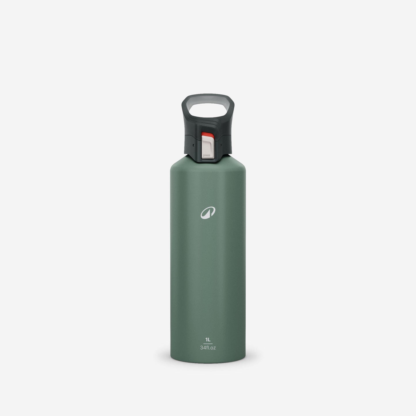 1 L aluminium water flask 500 with quick-release cap for hiking - Green