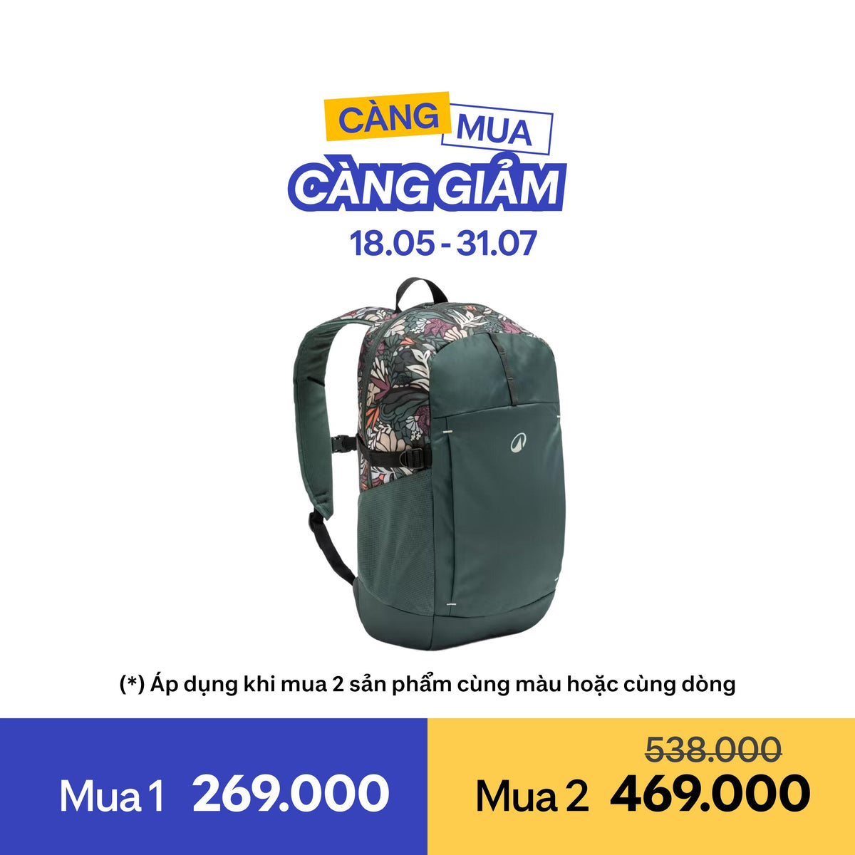 backpack ARPENAZ 100 20L green flower