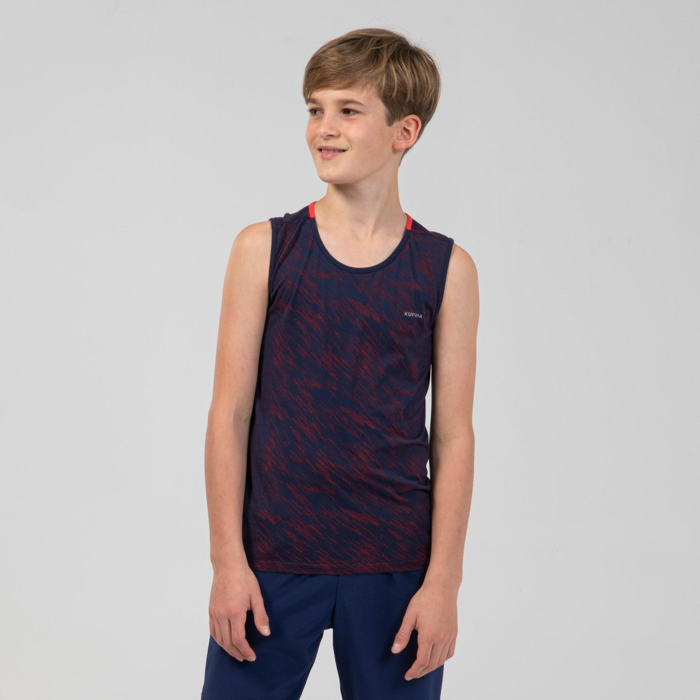 Kiprun Care Kids' Running and Athletics Breathable Tabk Top - Blue/Red