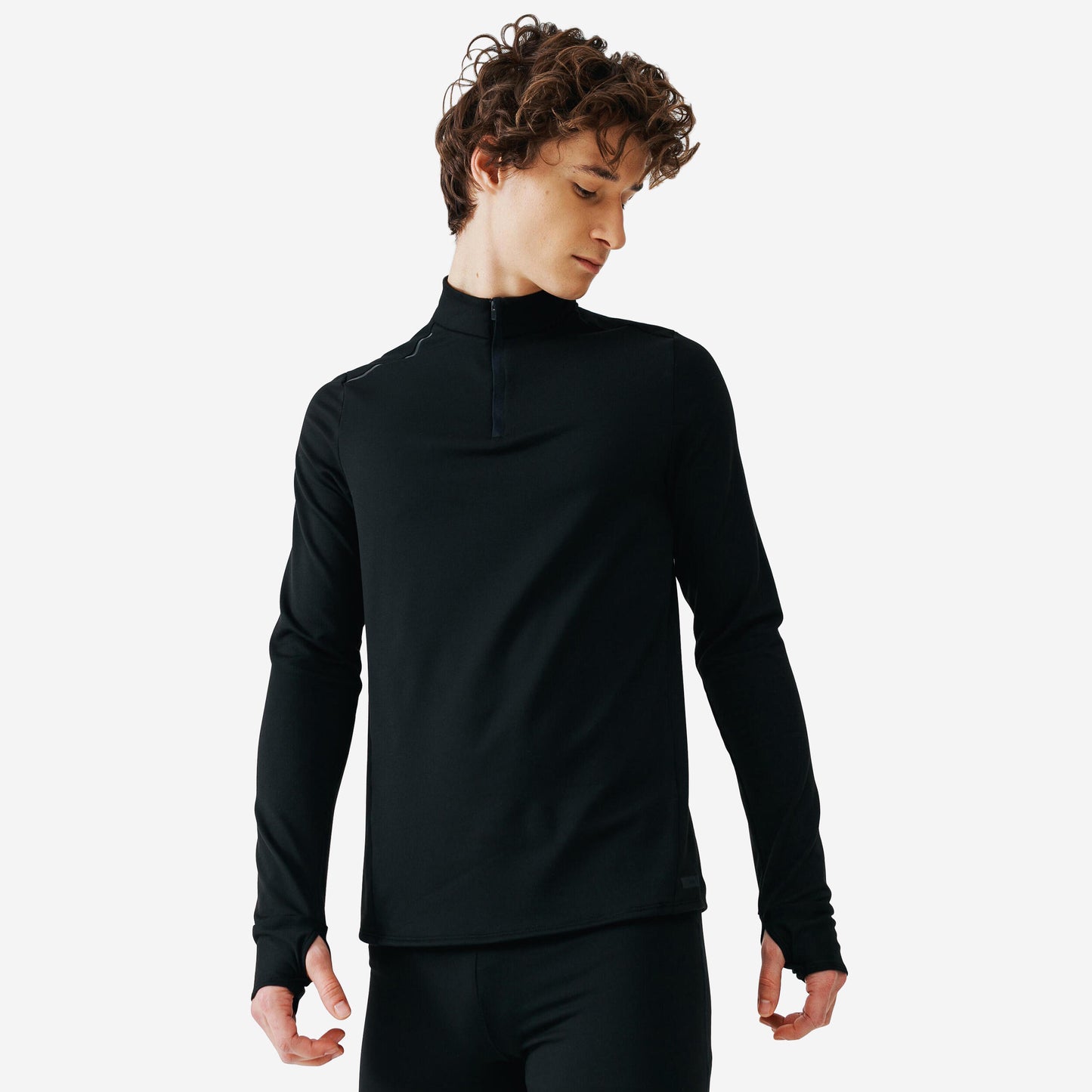 Men's Running T-Shirt Black With Long Sleeves