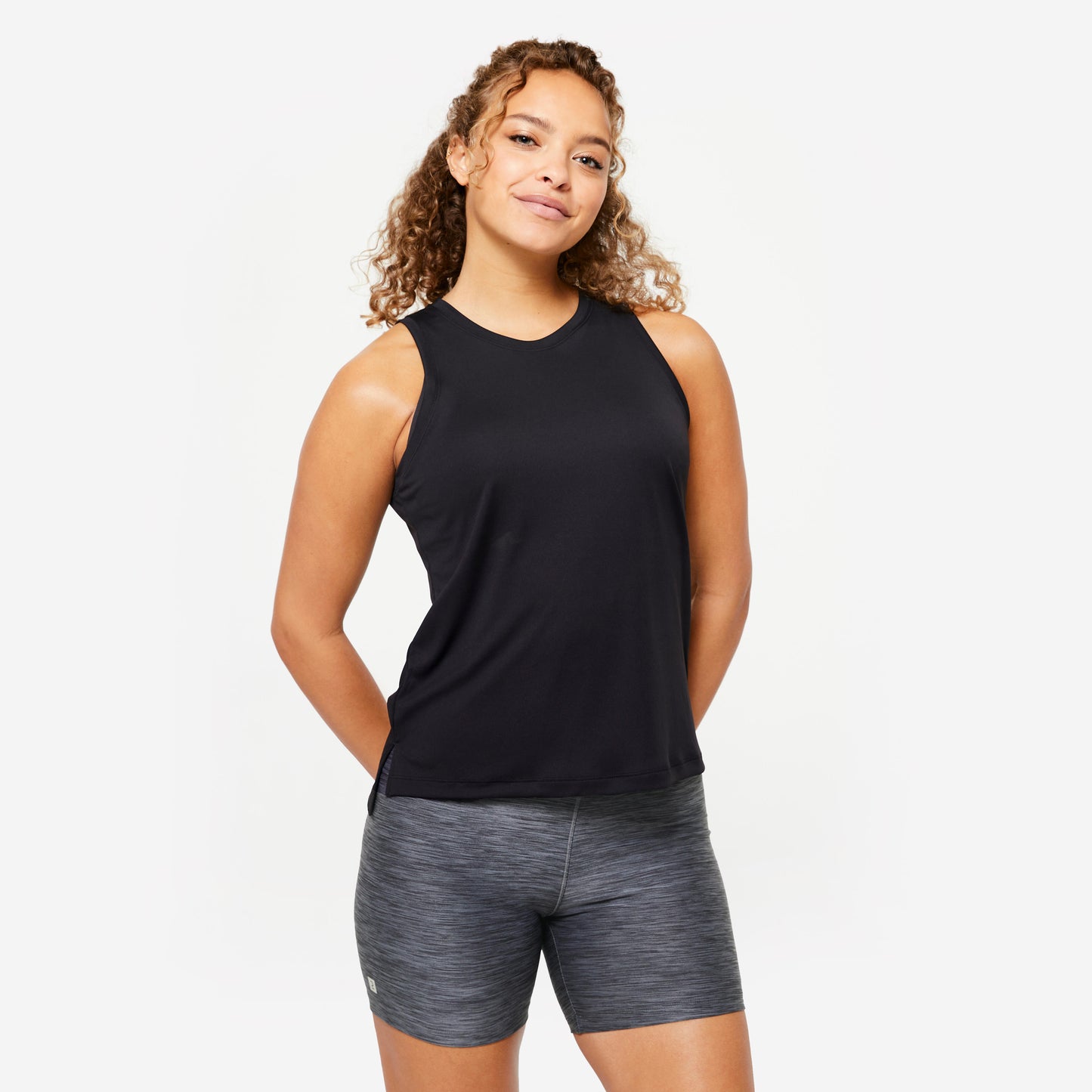 Women's Straight-Cut Fitness Tank Top - Smoky Black