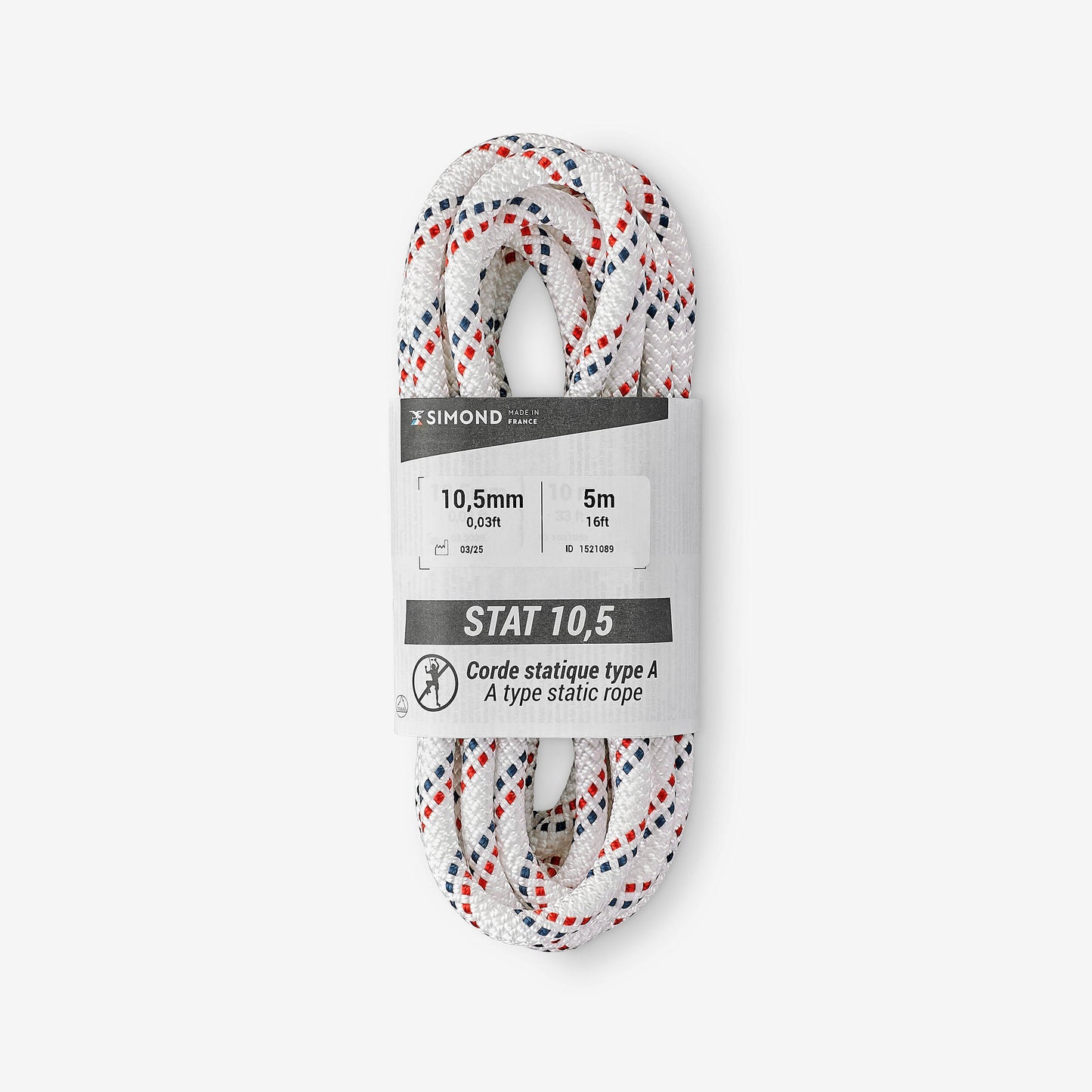 Semi-Static Rope 10.5 mm x 5 m - Stat 10.5 White