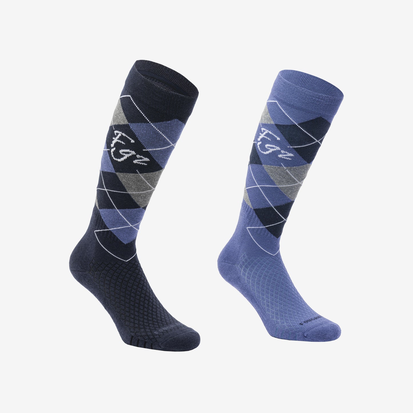 Adult Horse Riding Socks 500 - Blue/Comet Blue Diamonds