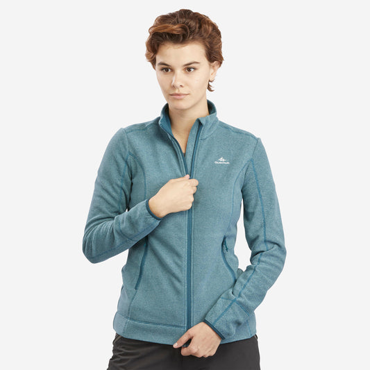 Women's mountain hiking fleece jacket, MH100 Full Zip - Blue