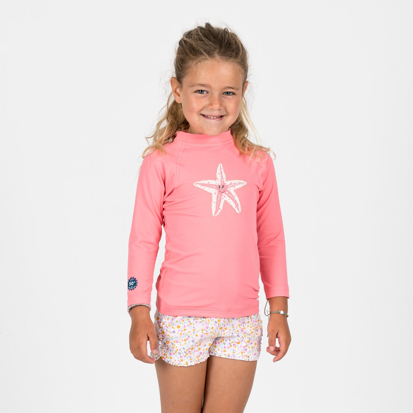 Baby / Kids' swim shorts - flower print white pink