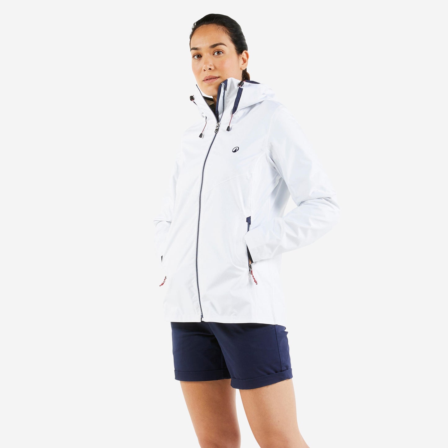 Women's waterproof sailing jacket - wet-weather jacket SAILING 100 white