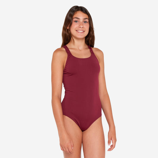 Girls' swimming 1-piece swimsuit - 100 Vera purple