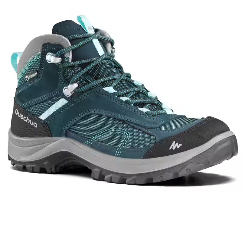 Womenb s waterproof mountain walking boots - mh100 mid - turquoise