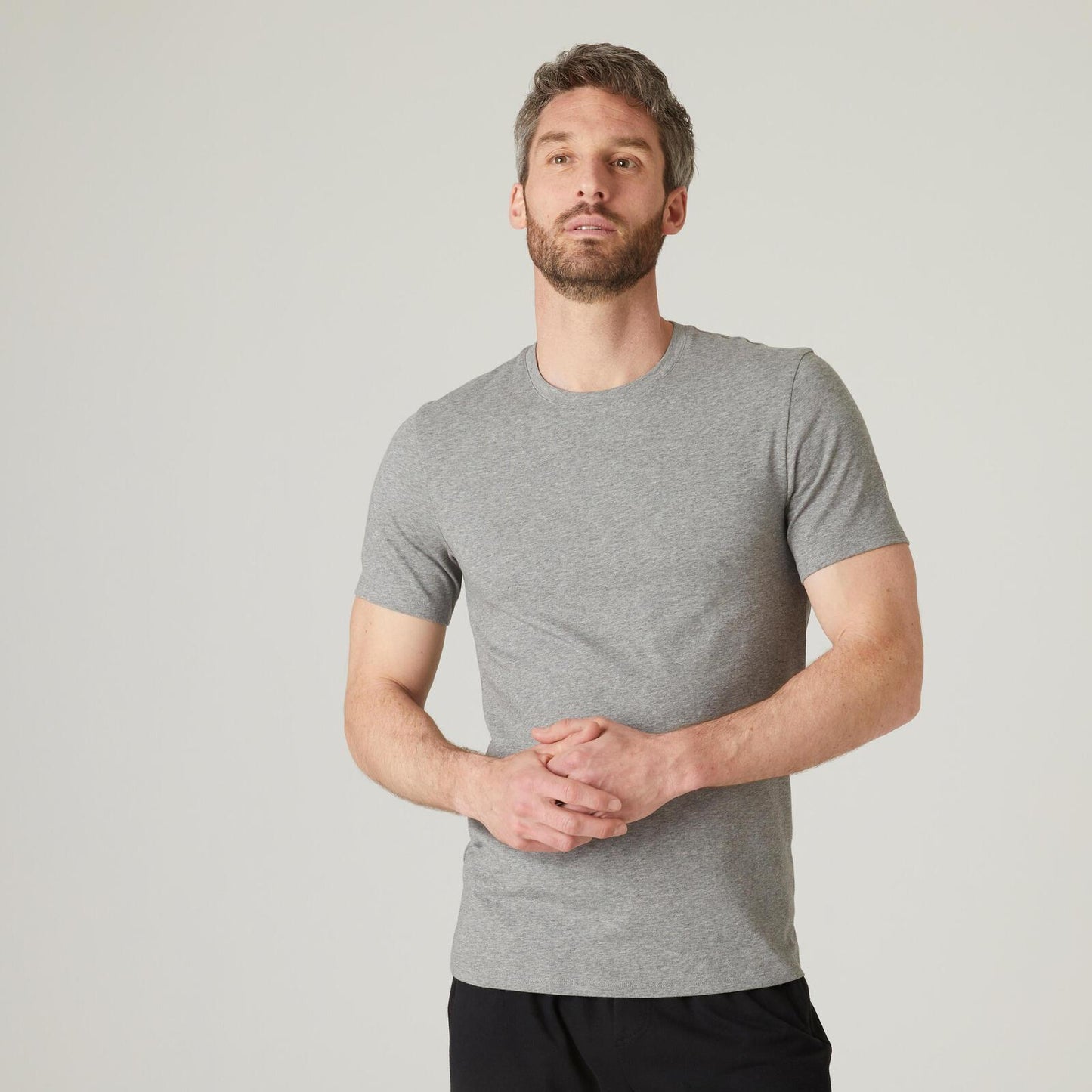 Men's Slim-Fit Fitness T-Shirt 500 - Grey