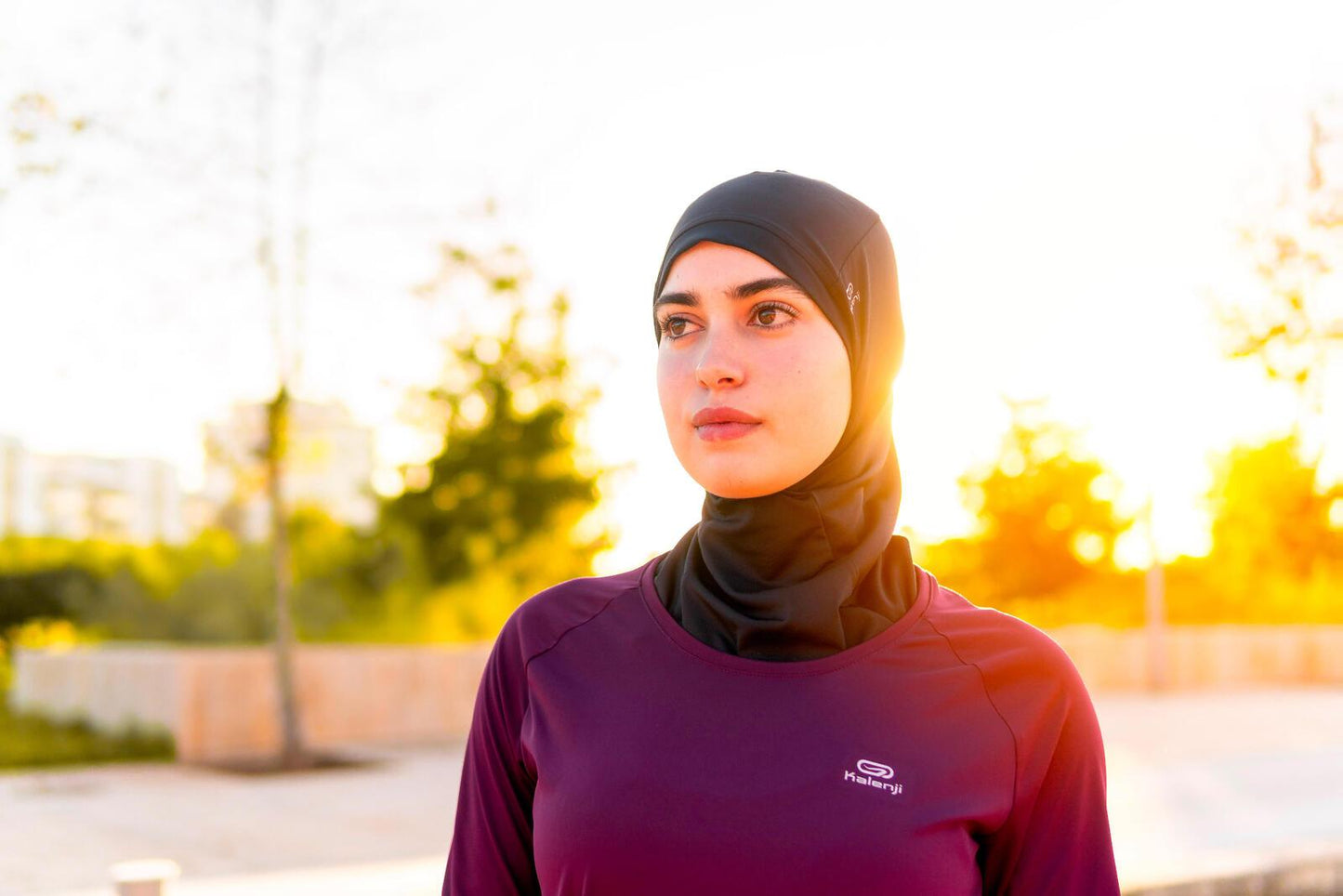 Women's multisports hijab - kiprun - black