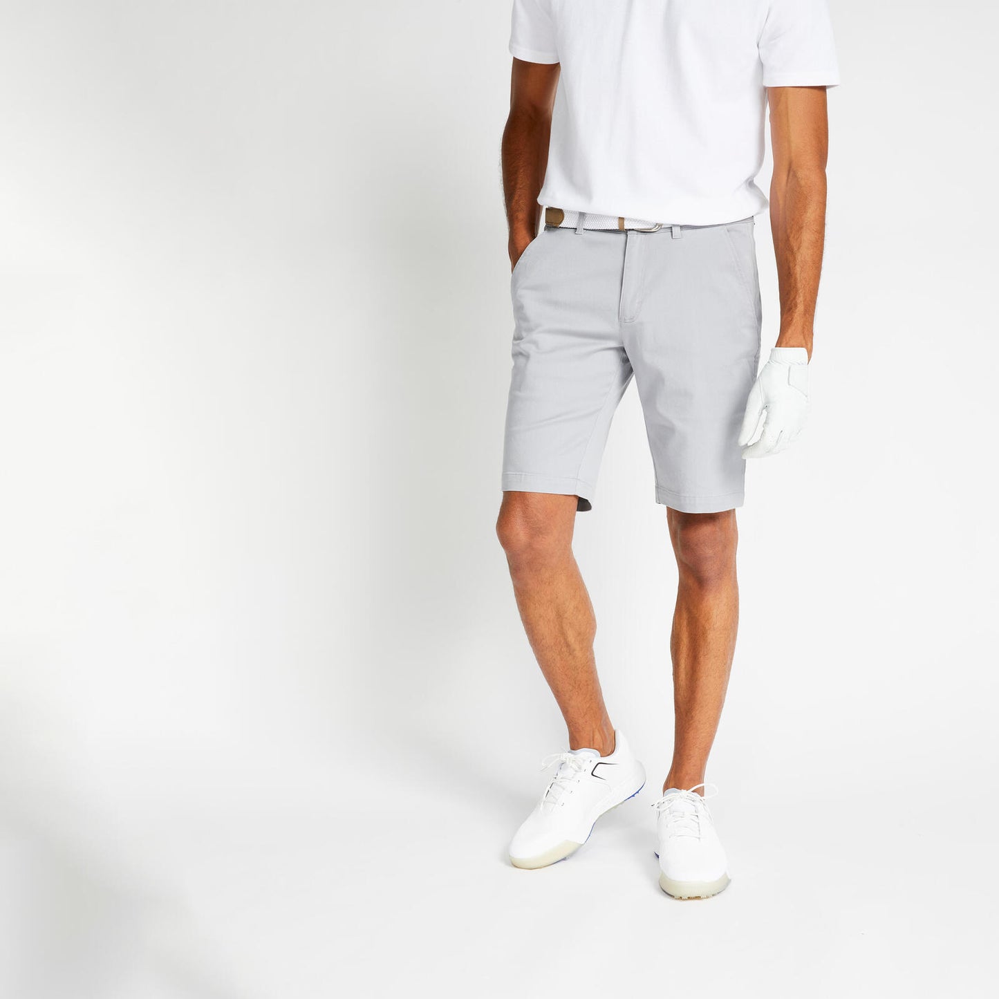 Men's golf cotton chino shorts, MW500 grey