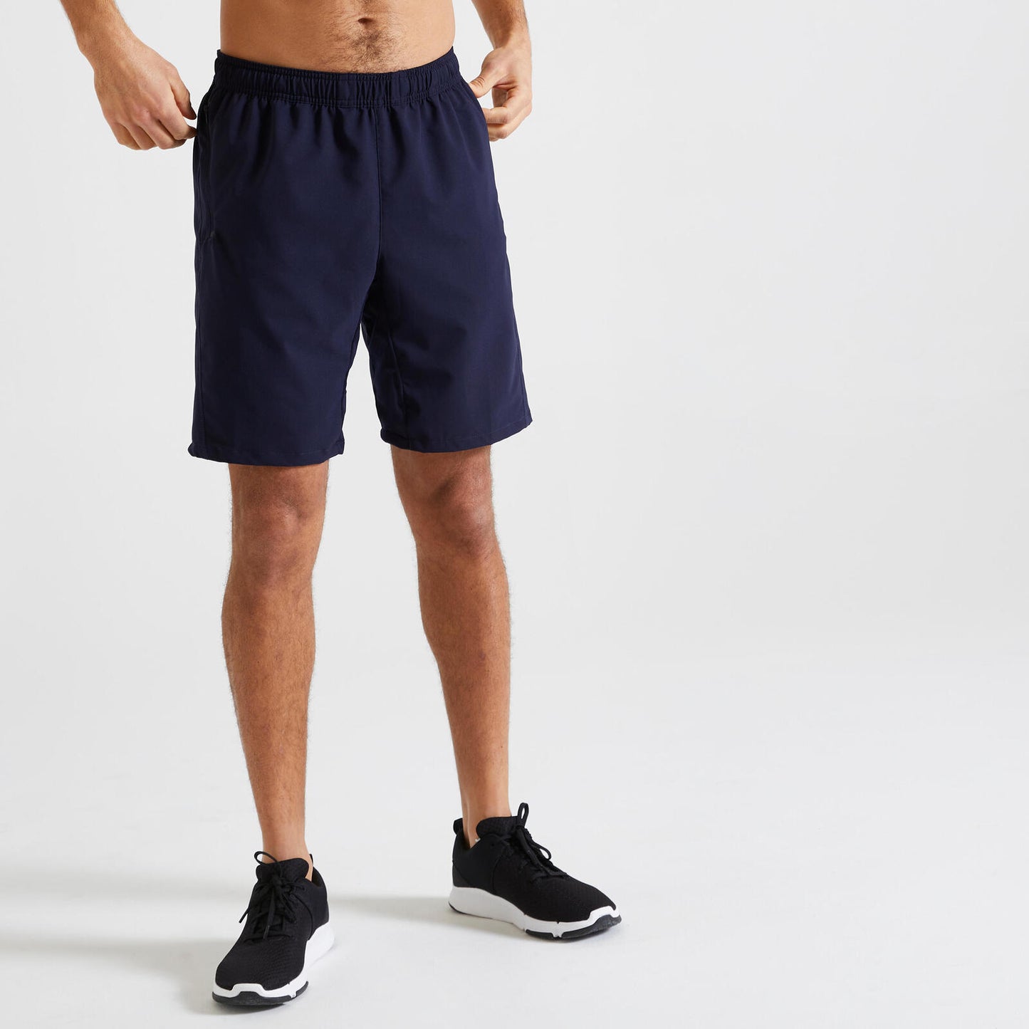 Men's Breathable Fitness Shorts with Zip-Up Pockets - Blue