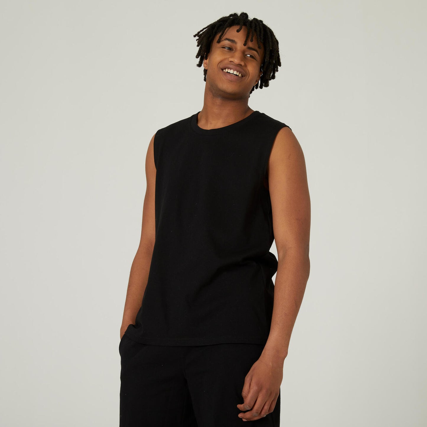 Men's Stretchy Fitness Tank Top 500 - Black