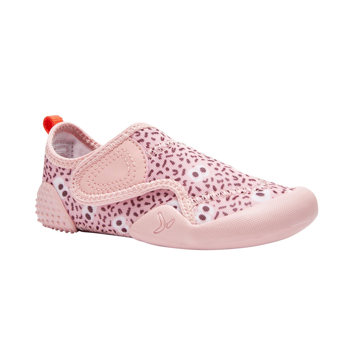 Baby gym bootees non-slip breathable with rip-tab fastening, pink pattern