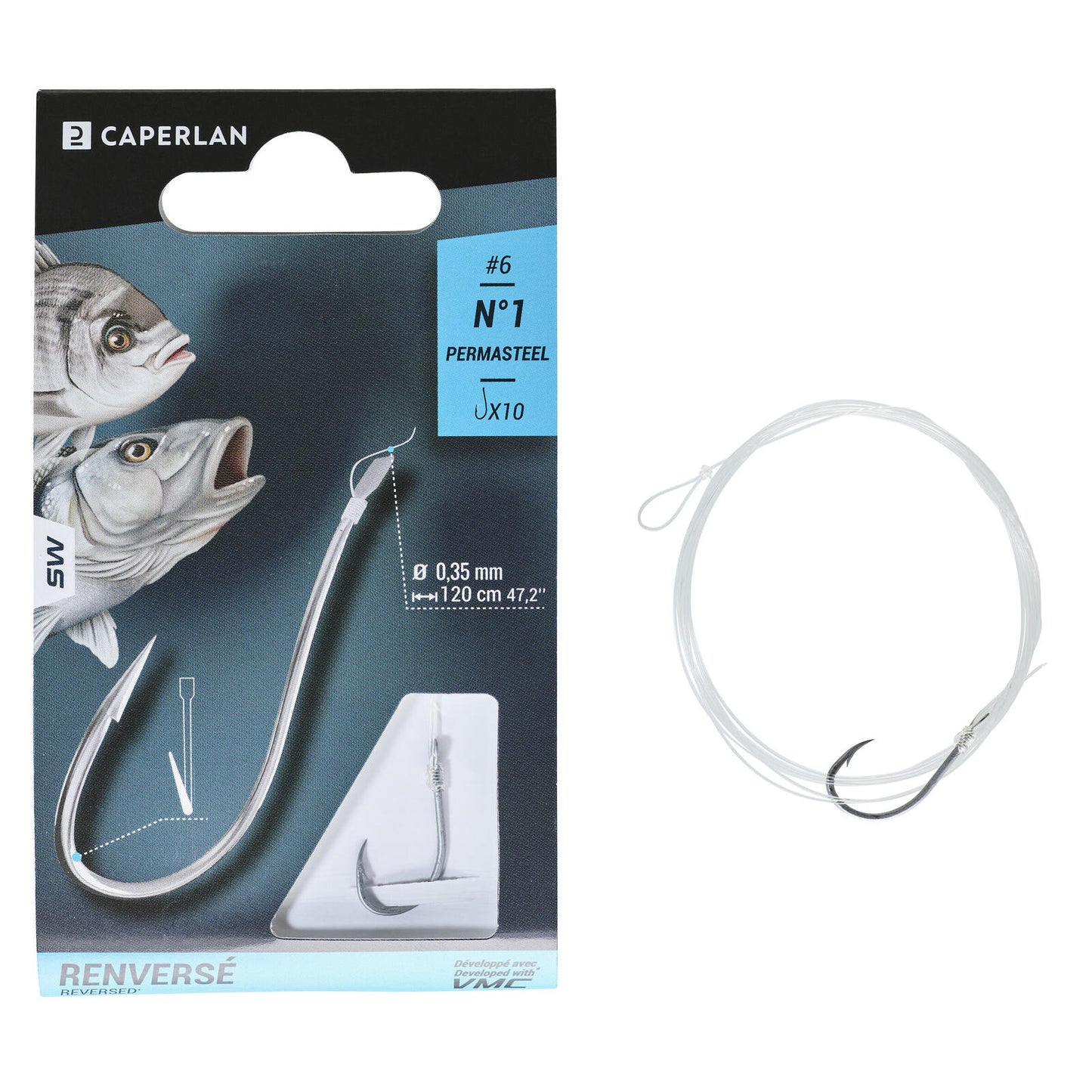 SN REVERSED spade-end hooks to line for sea fishing