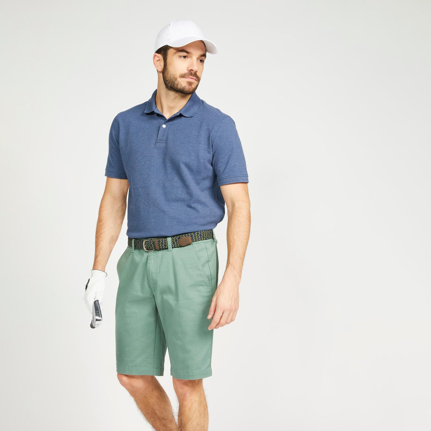 Men’s golf cotton and polyester short-sleeved polo shirt - MW500 slate blue