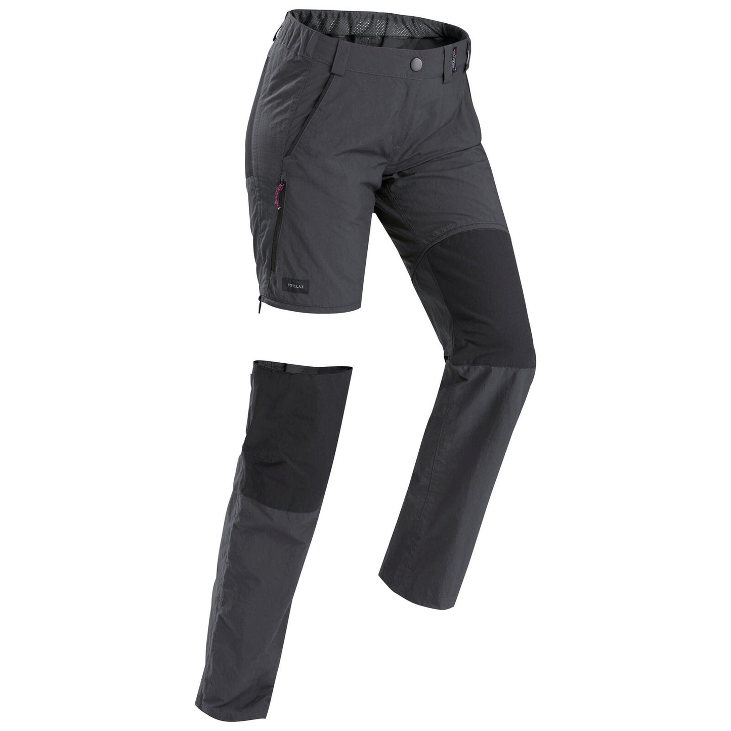 Women's Mountain Trekking 2-in-1 Zip-Off Trousers MT100 - grey