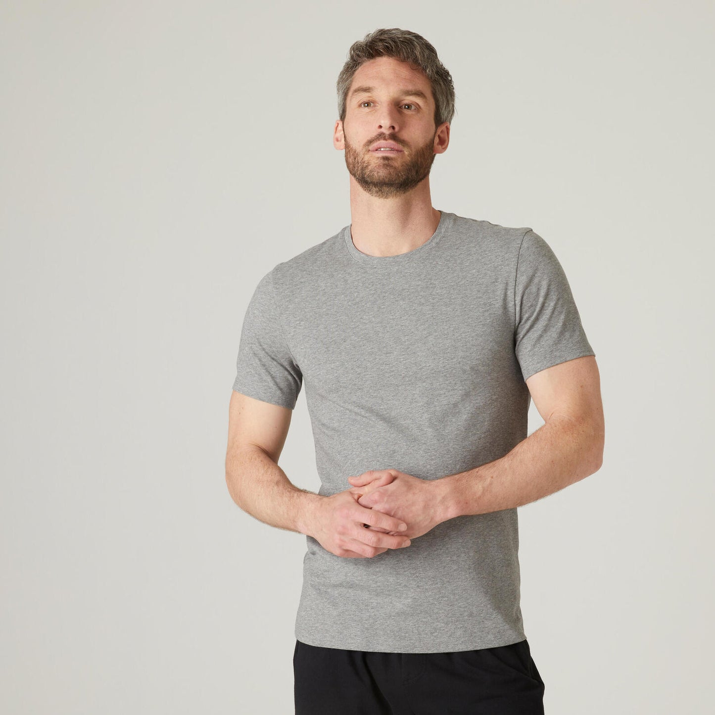 Men's Slim-Fit Fitness T-Shirt 500 - Grey