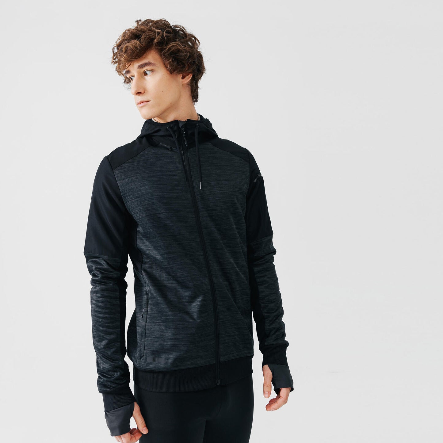 JACKET RUN WARM + POCKET M Black Heather